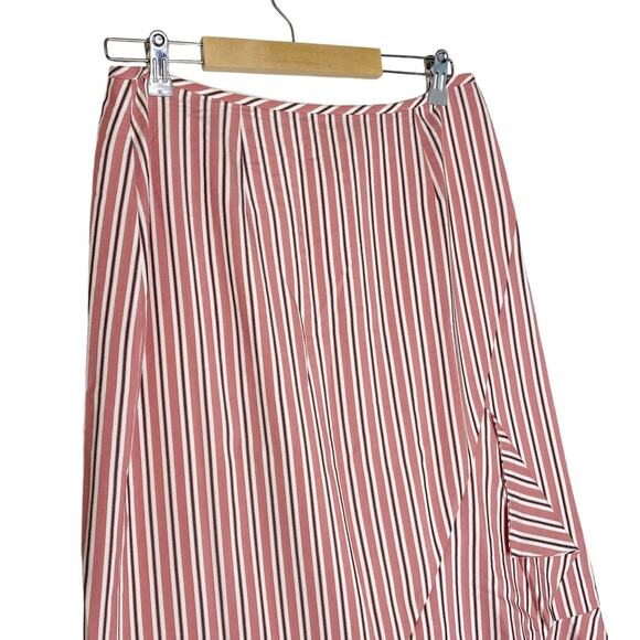TED BAKER Coryn High Waist Ruffled Striped Pencil Midi Skirt - Picture 5 of 12